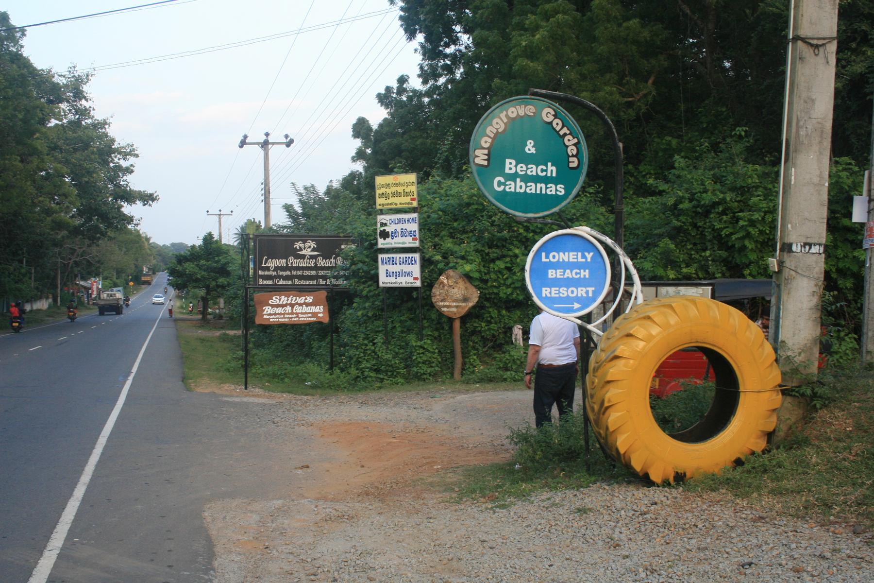 Signpost along the Hamabantota road